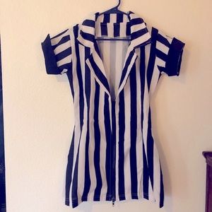 Black & white striped sexy referee costume!